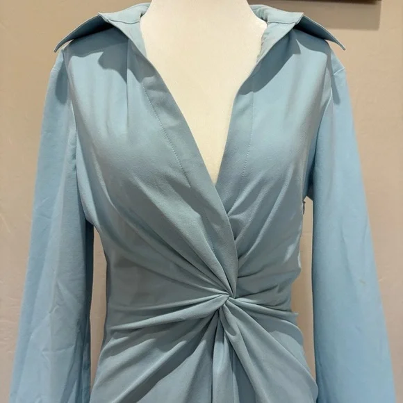 Cinq à Sept McKenna Twist Front Collared Mini DressSize 4 Blue
